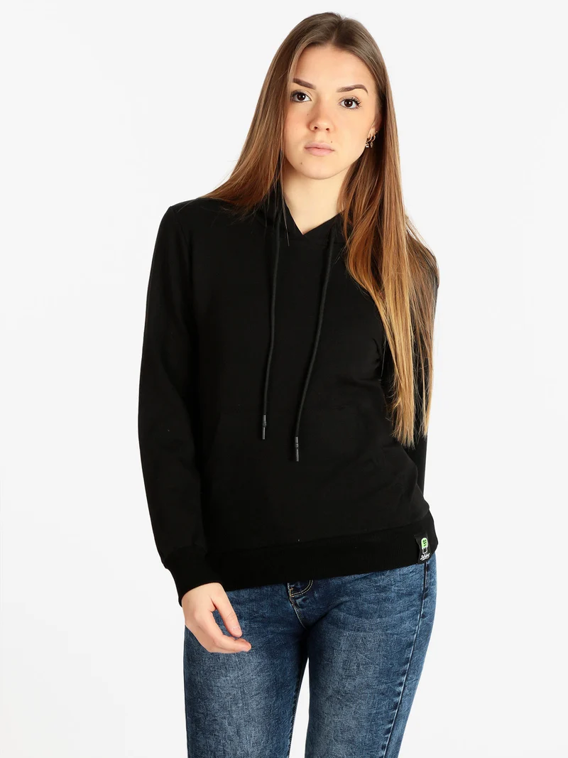 Felpa leggera donna con cappuccio - nero