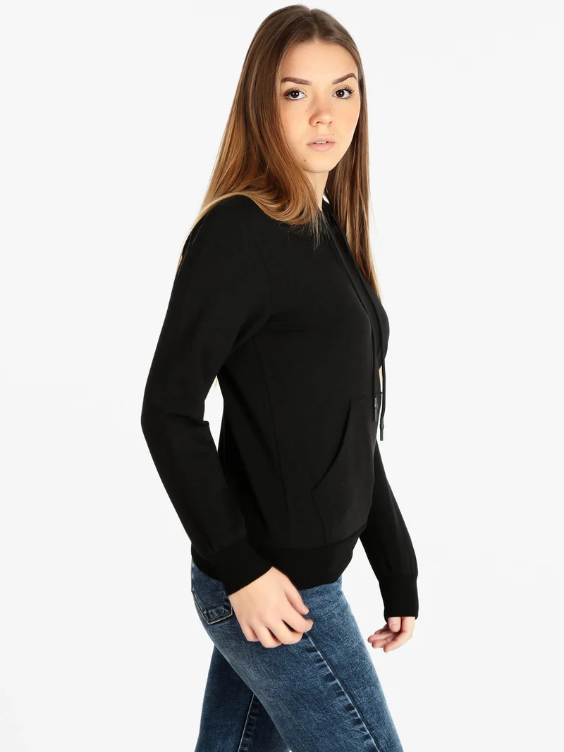 Felpa leggera donna con cappuccio - nero