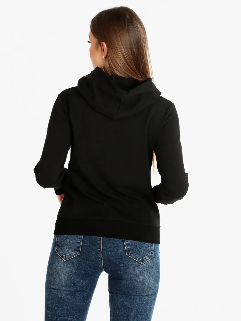 Felpa leggera donna con cappuccio - nero