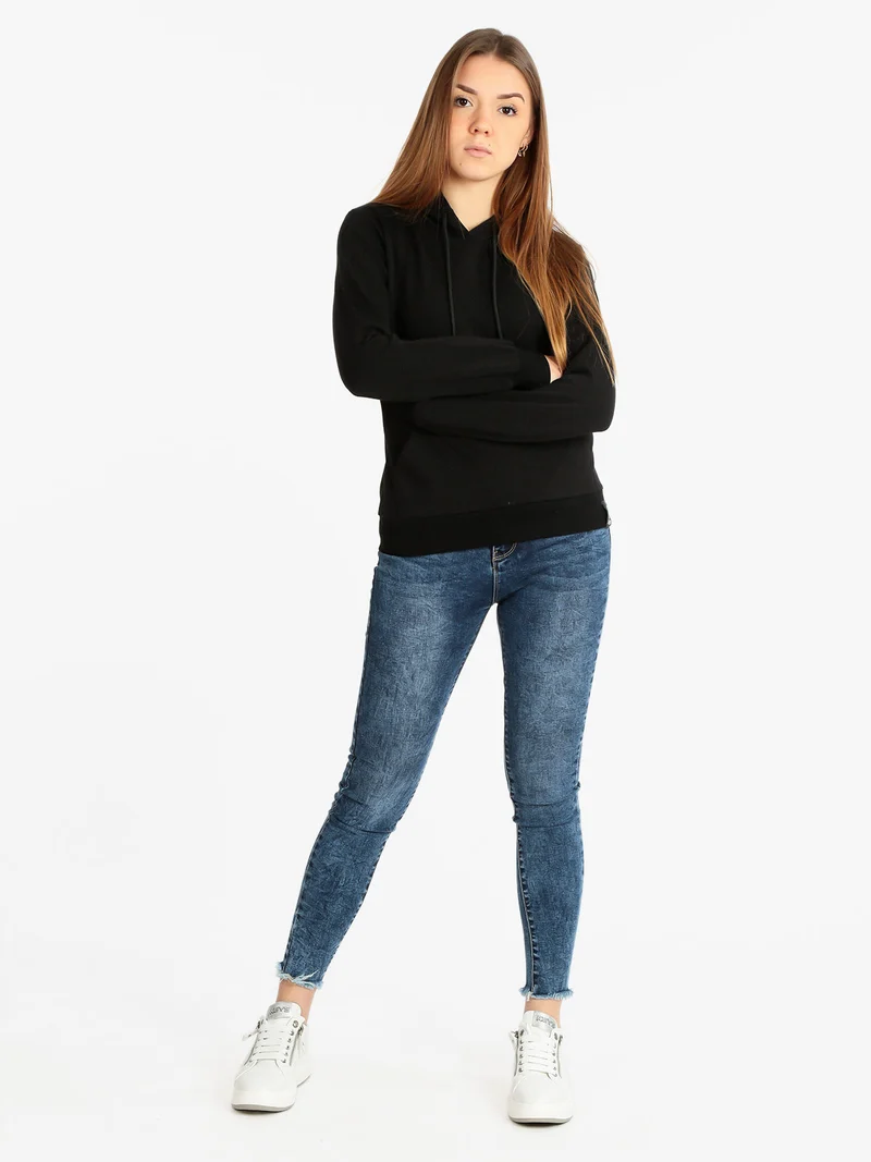 Felpa leggera donna con cappuccio - nero