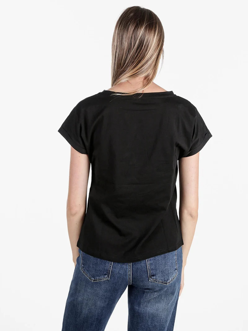 T-shirt donna in cotone - nero