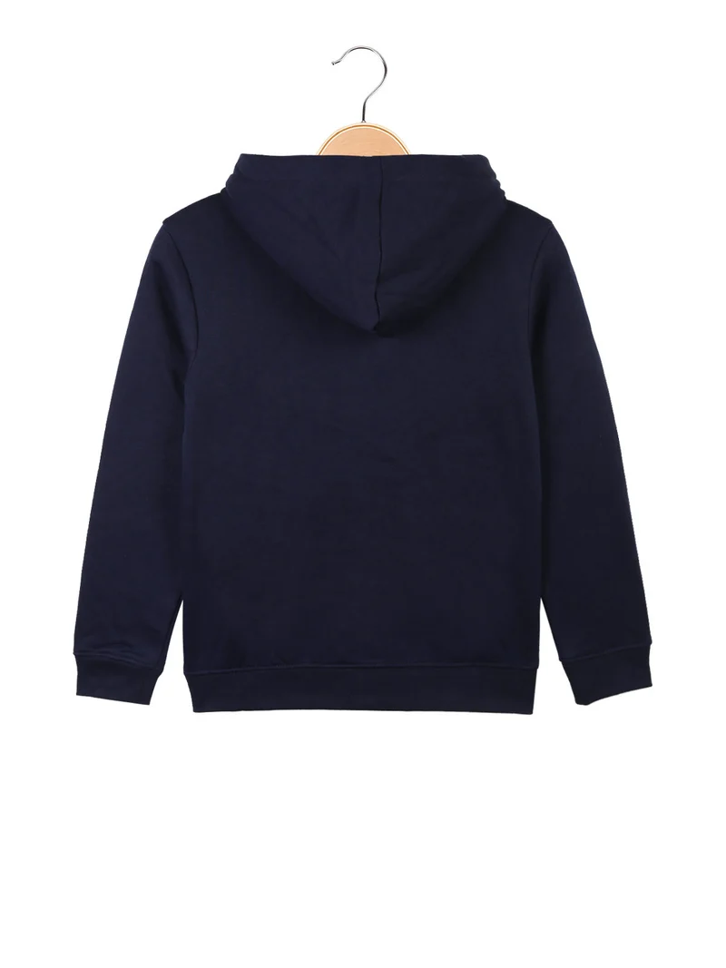 Felpa pesante da bambina con cappuccio e zip - blu scuro