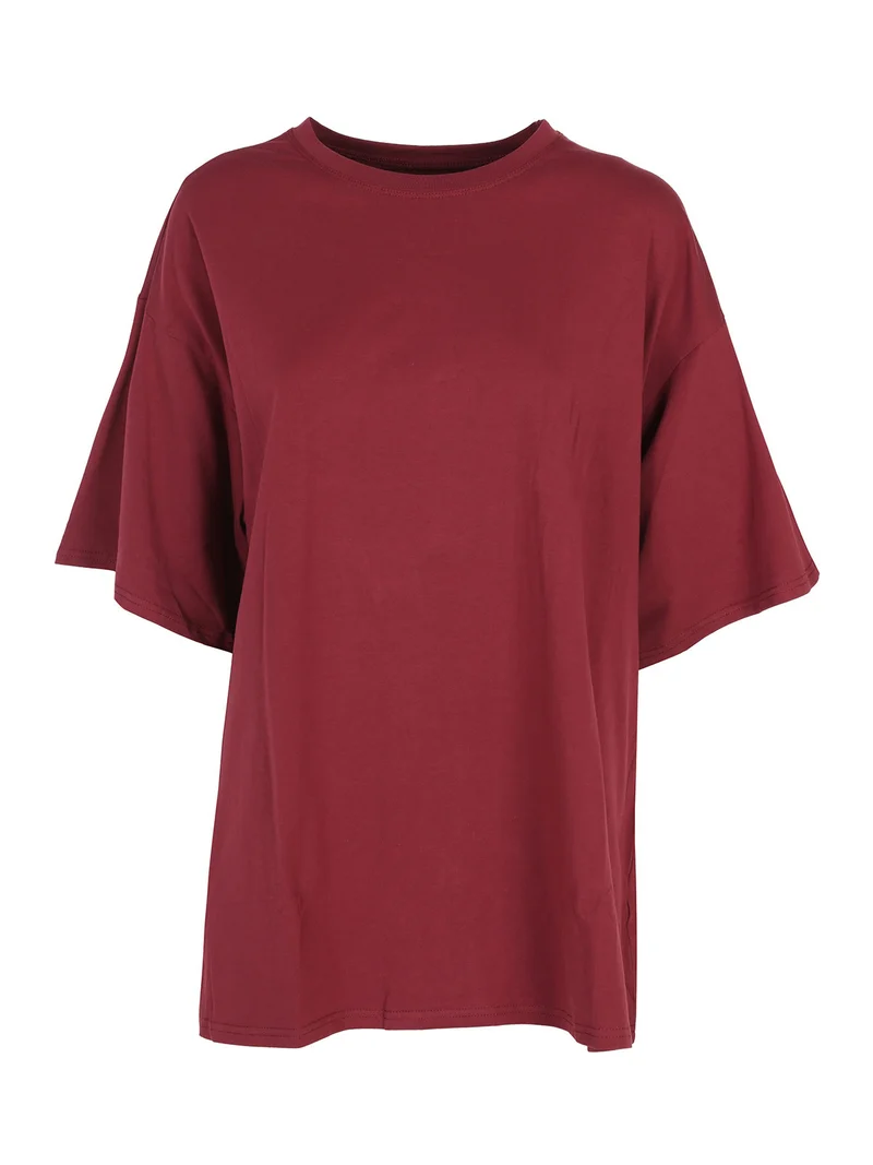 T-shirt donna oversize tinta unita - bordeaux