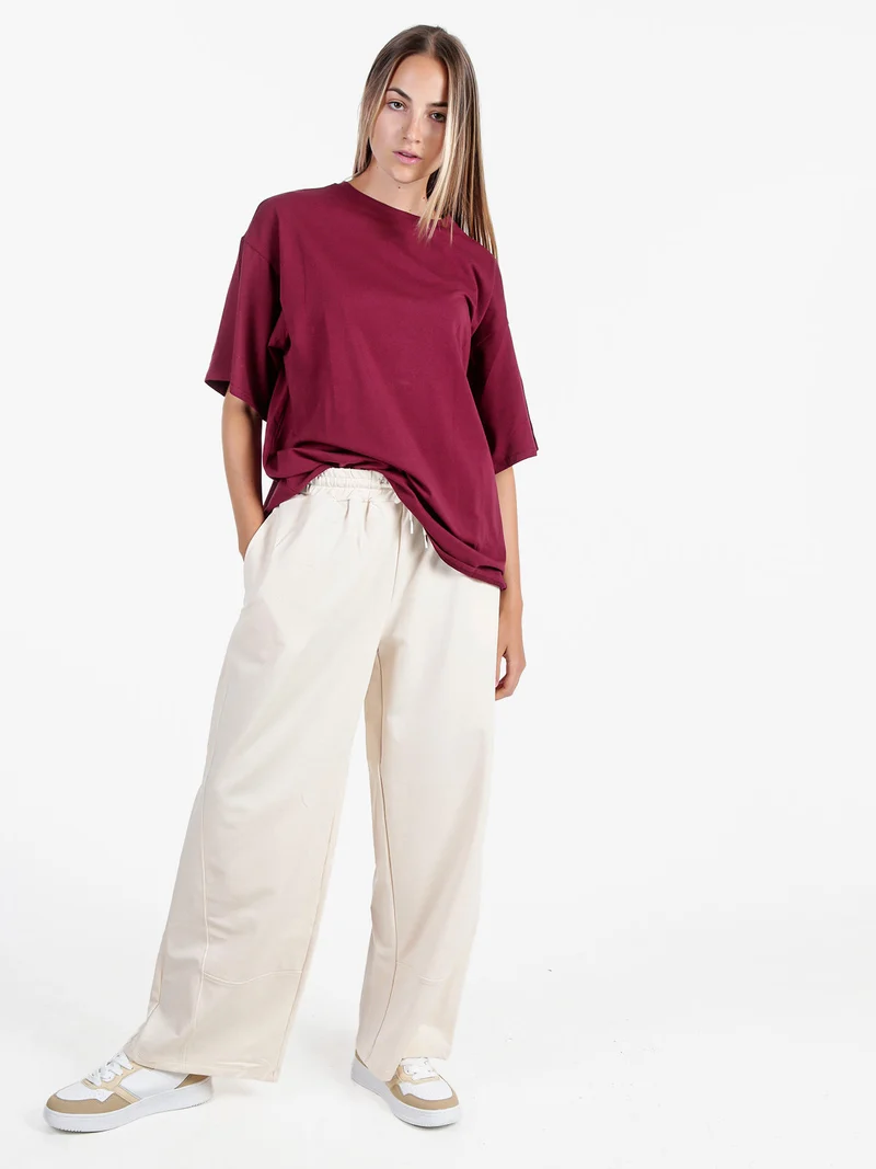 T-shirt donna oversize tinta unita - bordeaux