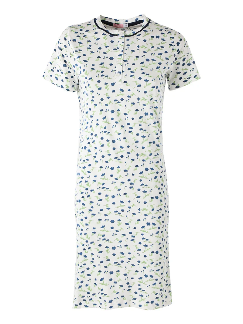Camicia da notte da donna a maniche corte in cotone - blu