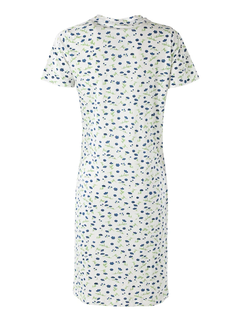 Camicia da notte da donna a maniche corte in cotone - blu