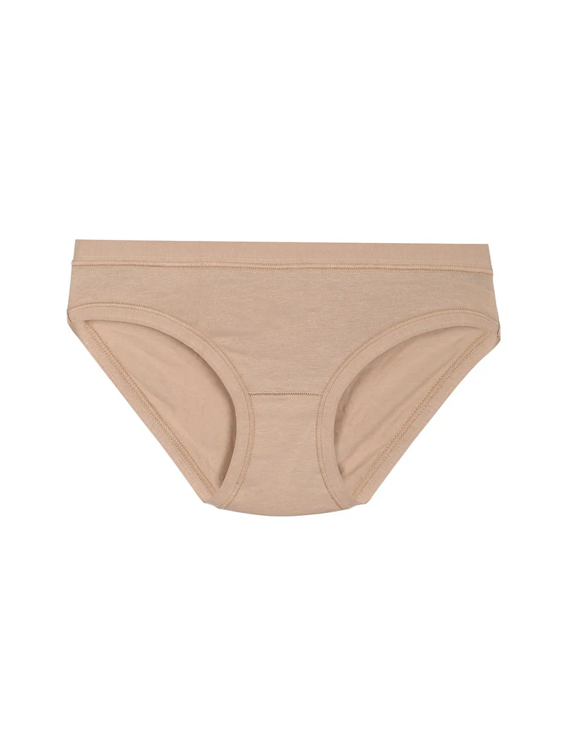 Confezione da 3 mini slip da donna in cotone bielastico - beige