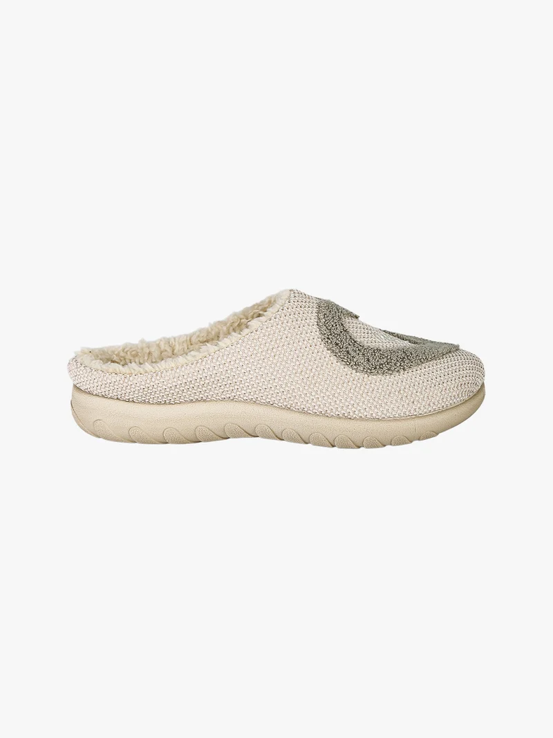 Pantofole donna con ecopelliccia e cuore - beige