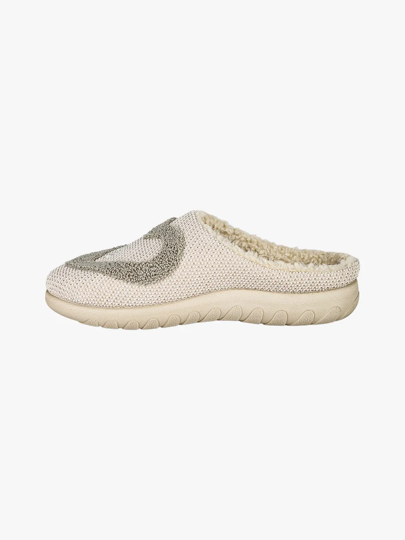 Pantofole donna con ecopelliccia e cuore - beige