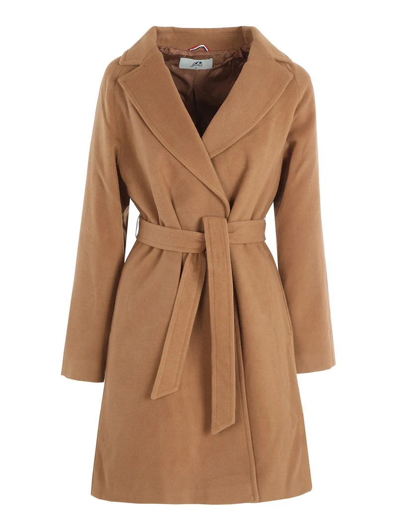 Cappotto lungo da donna misto lana - cammello