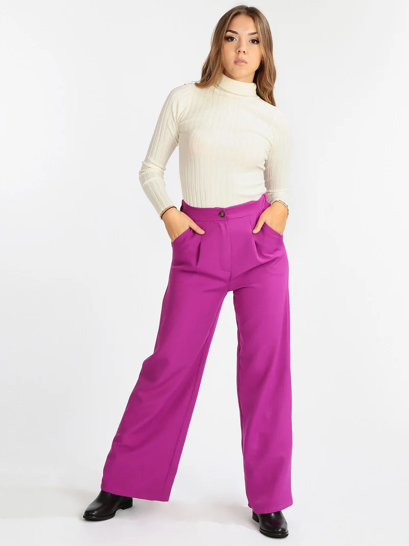Pantalone elegante donna con tasche - fucsia