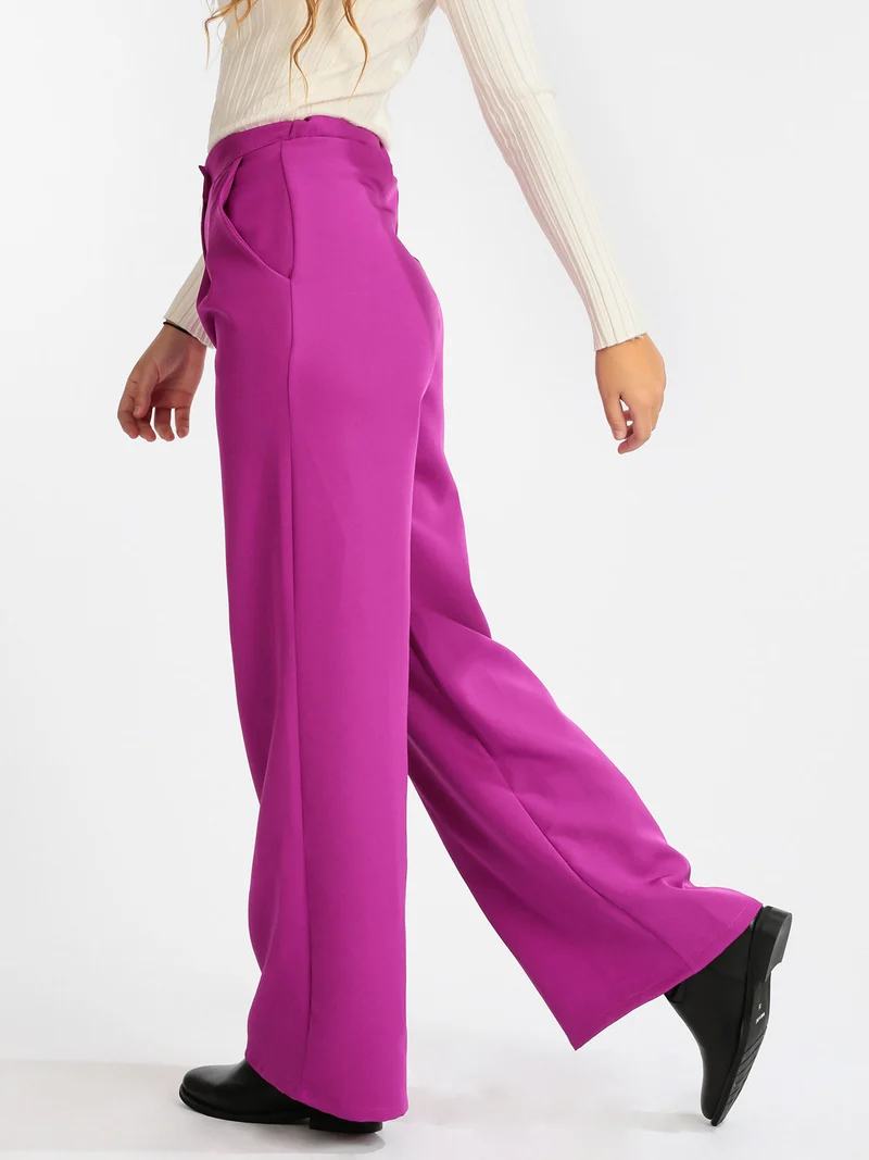Pantalone elegante donna con tasche - fucsia