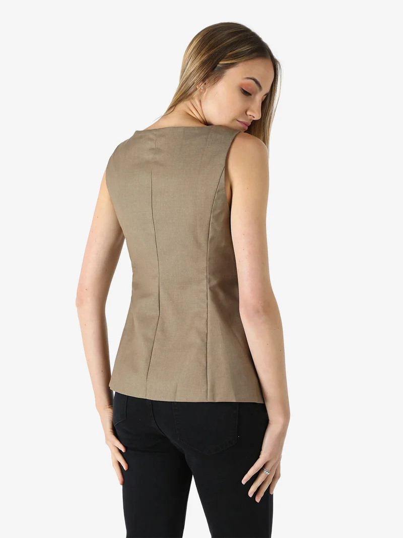 Gilet donna con bottoni - khaki