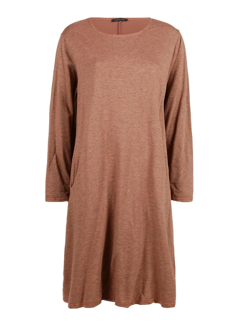 Vestito ampio con scollo tondo - albicocca