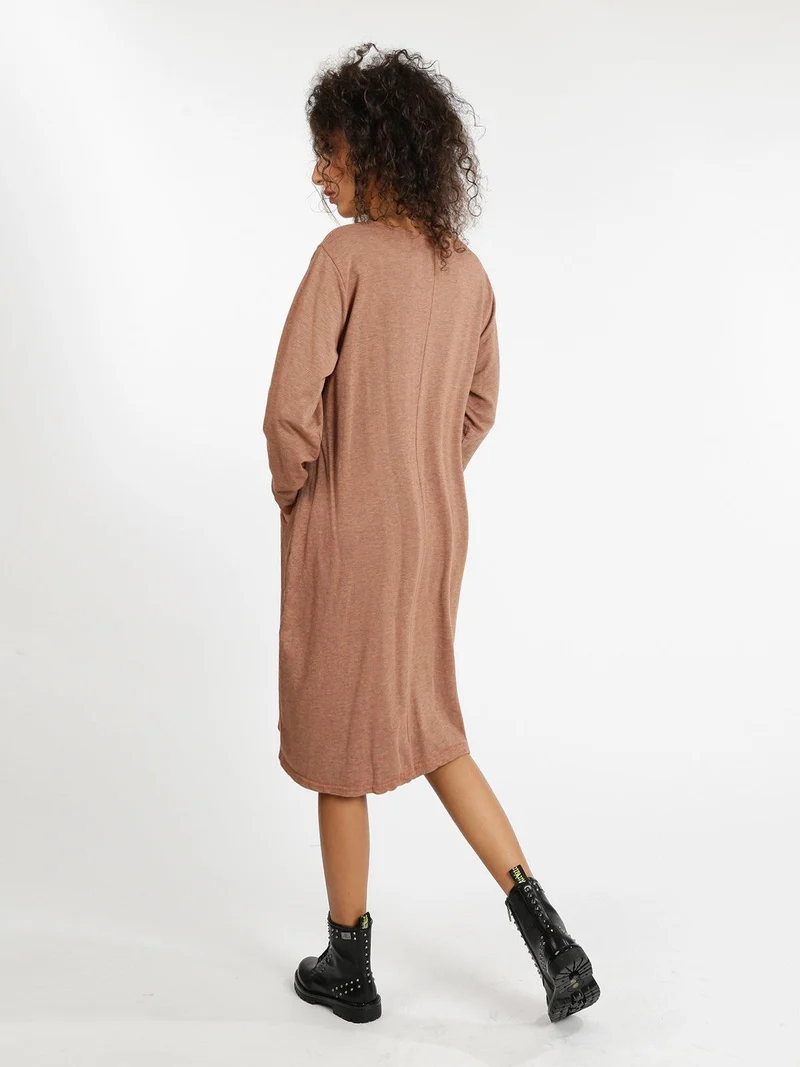 Vestito ampio con scollo tondo - albicocca
