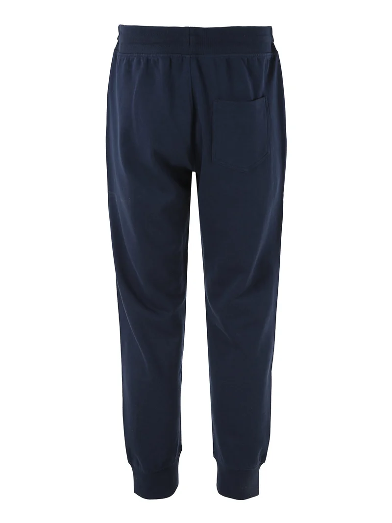 Pantaloni tuta da uomo in felpa di cotone con coulisse e polsini - blu scuro