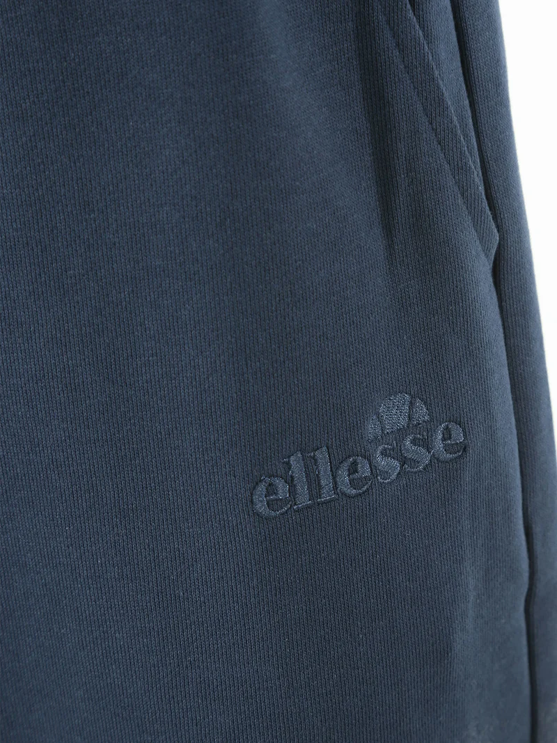 Pantaloni tuta da uomo in felpa di cotone con coulisse e polsini - blu scuro