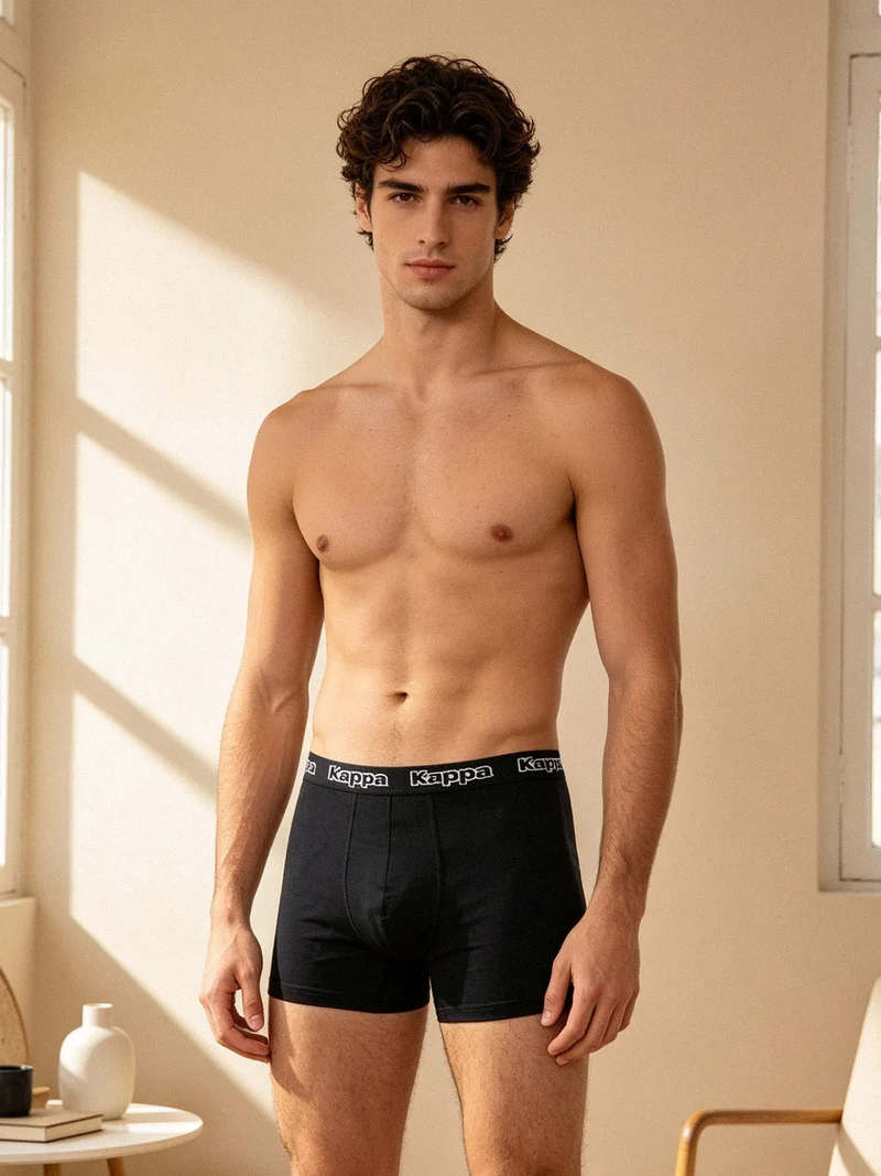 Boxer uomo in cotone con scritta - nero