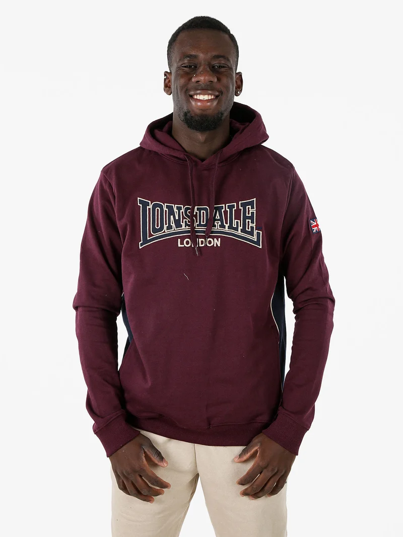Felpa sportiva da uomo con cappuccio e logo - bordeaux