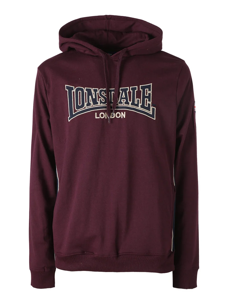 Felpa sportiva da uomo con cappuccio e logo - bordeaux