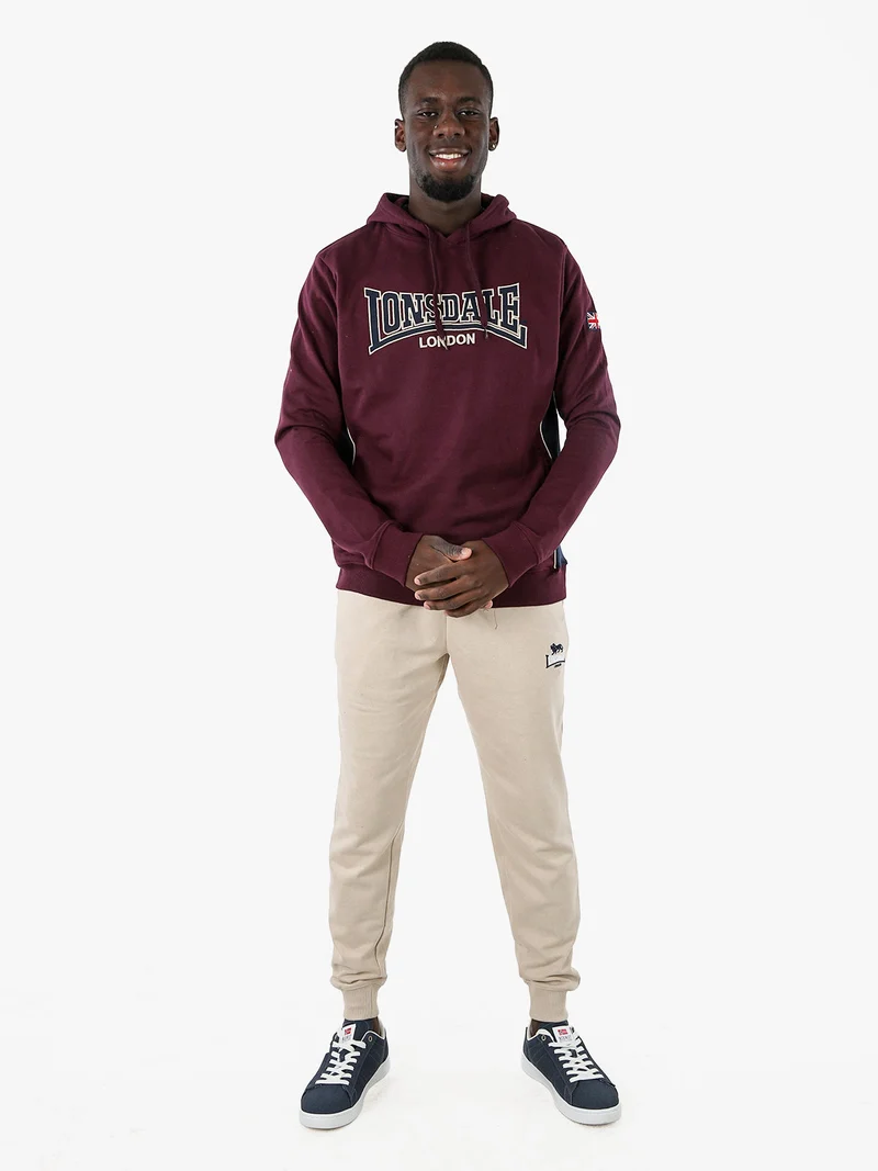 Felpa sportiva da uomo con cappuccio e logo - bordeaux
