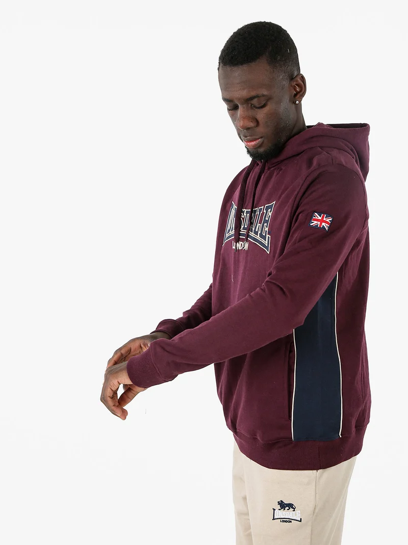 Felpa sportiva da uomo con cappuccio e logo - bordeaux
