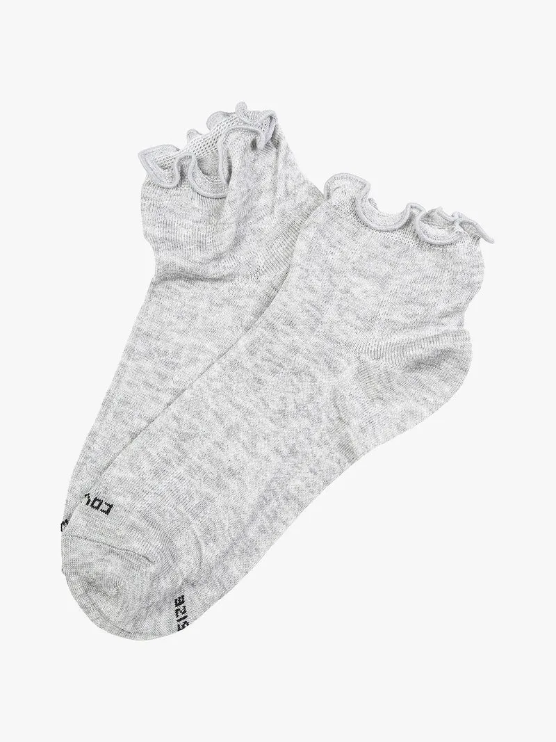 Calze corte da donna in cotone con bordo volant - grigio