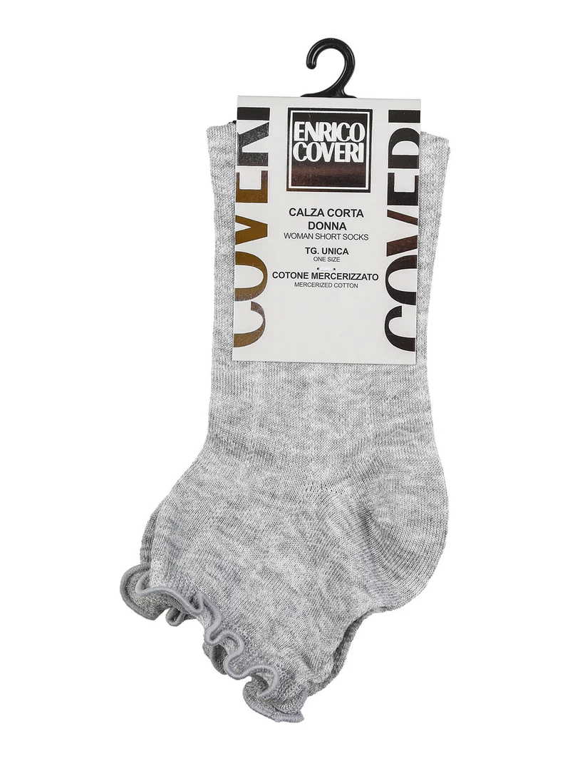 Calze corte da donna in cotone con bordo volant - grigio