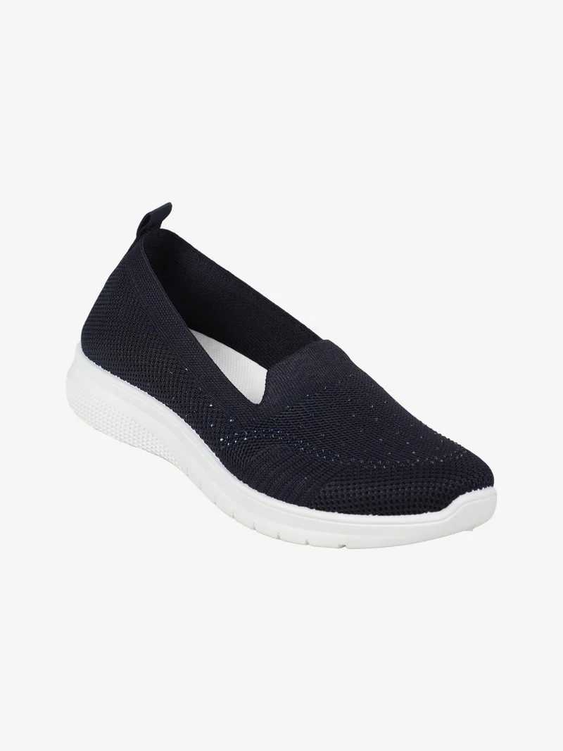 Sneakers donna slip on con strass e zeppa - blu