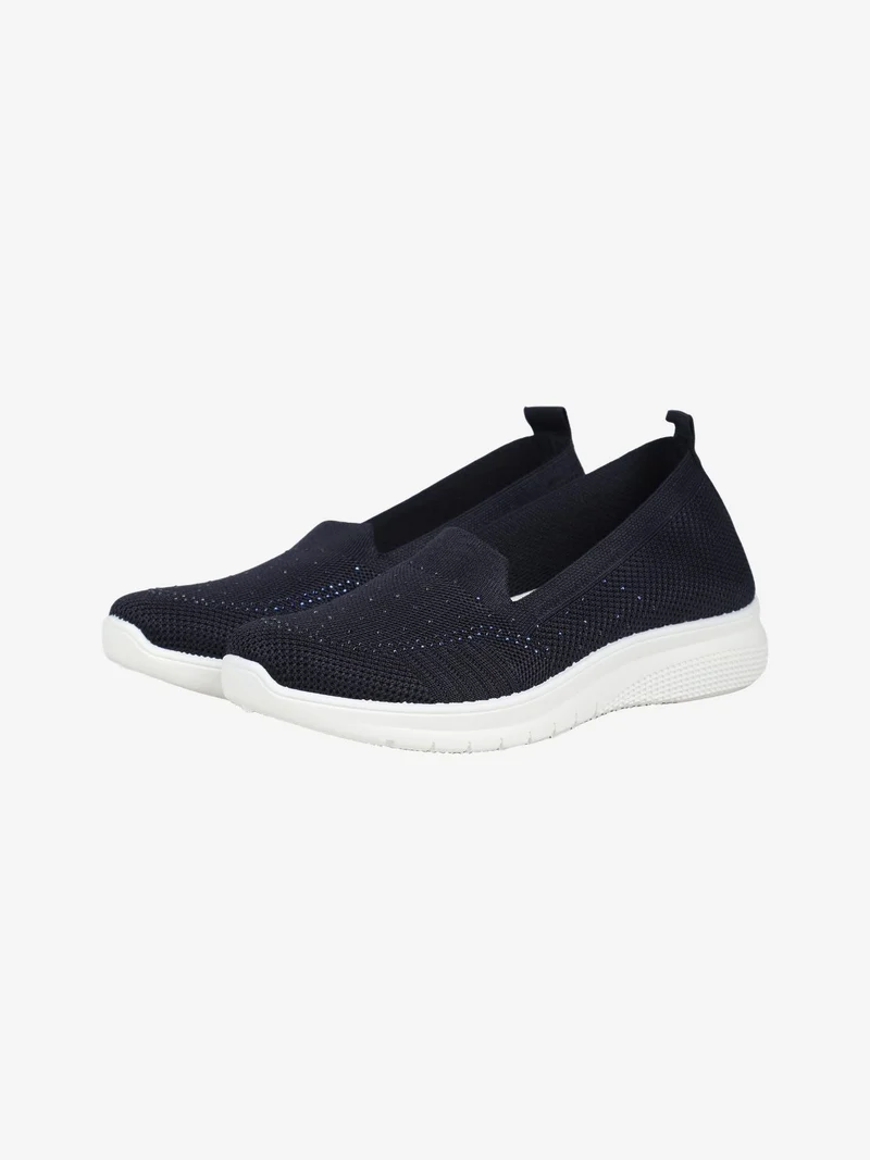 Sneakers donna slip on con strass e zeppa - blu