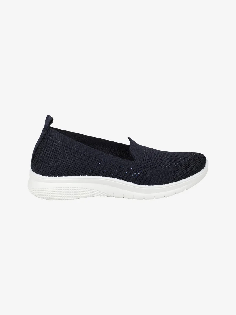 Sneakers donna slip on con strass e zeppa - blu