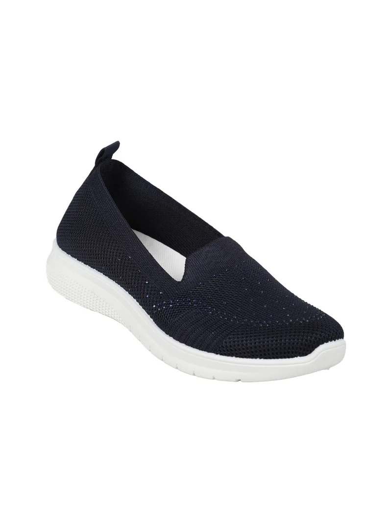 Sneakers donna slip on con strass e zeppa - blu