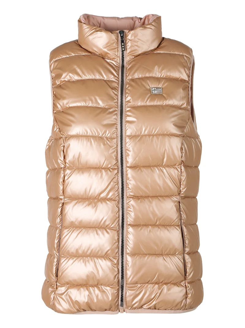 Smanicato donna imbottito con zip - albicocca