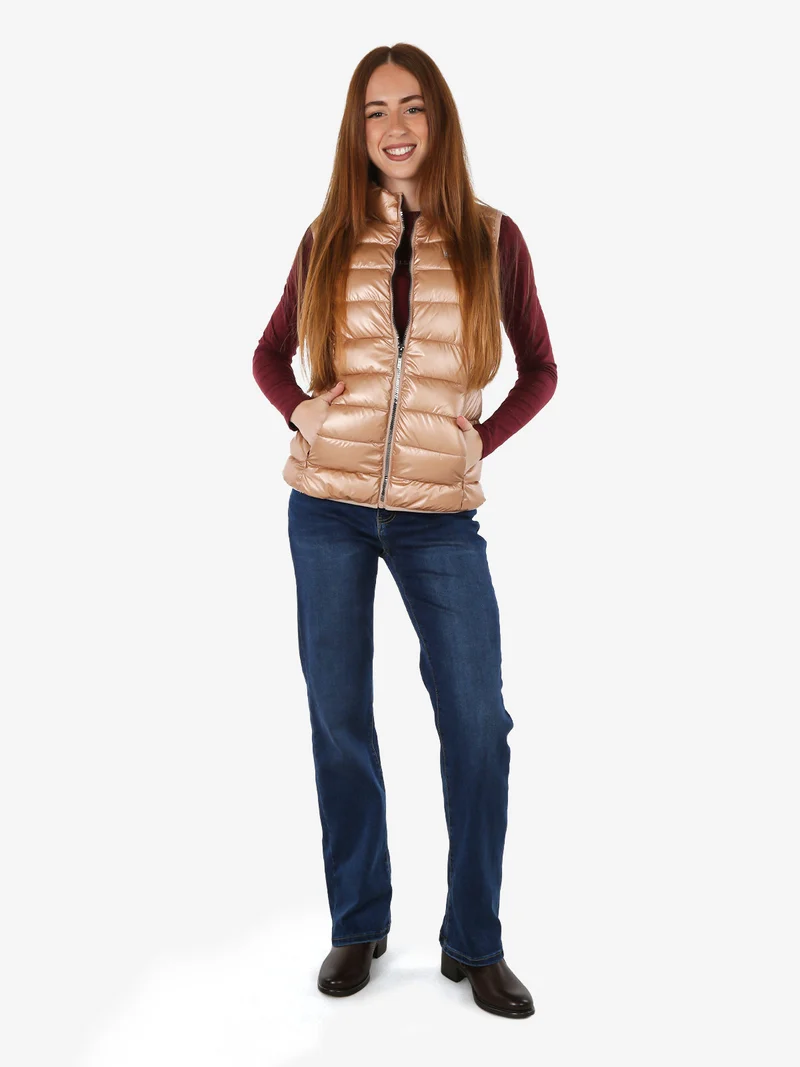 Smanicato donna imbottito con zip - albicocca