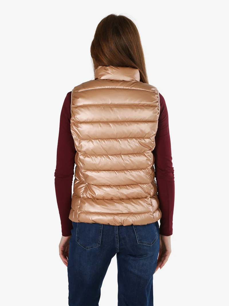 Smanicato donna imbottito con zip - albicocca