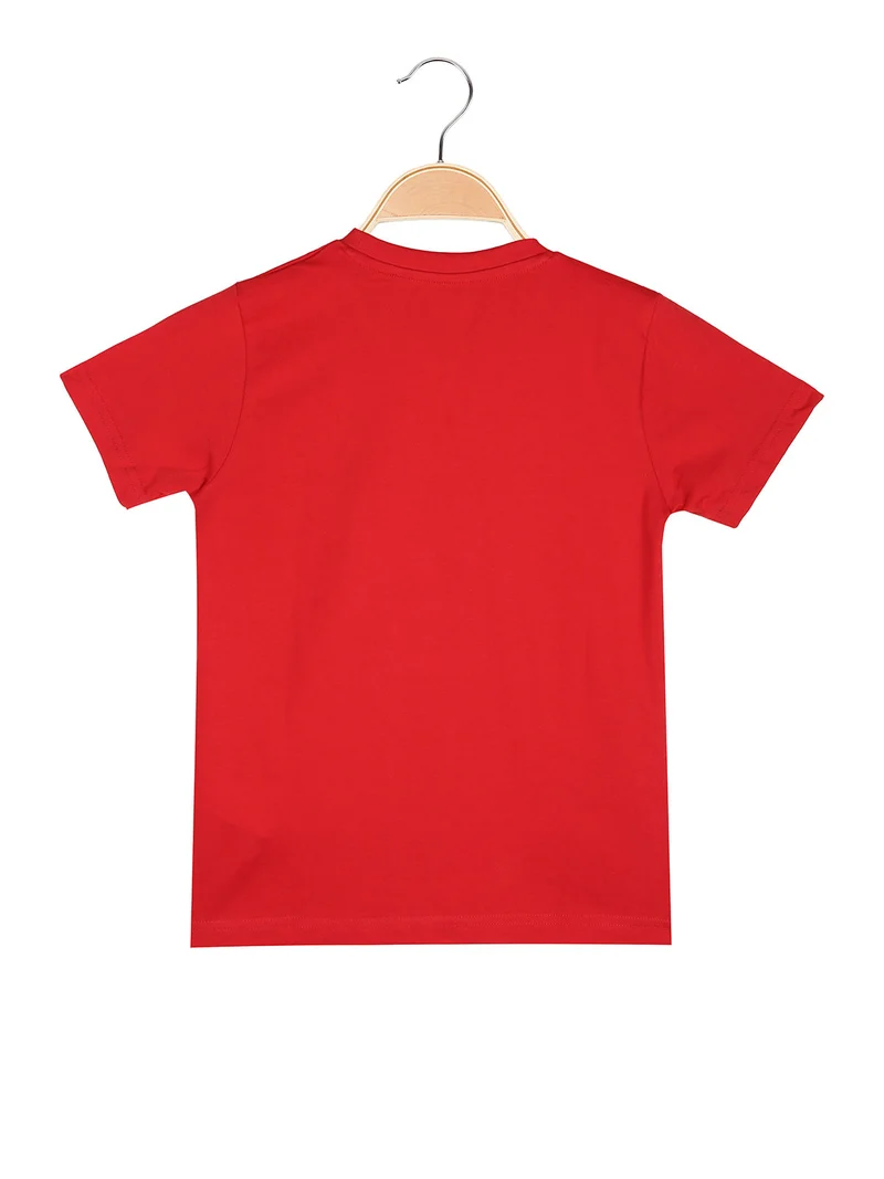 T-shirt da bambino in cotone con taschino e logo - rosso