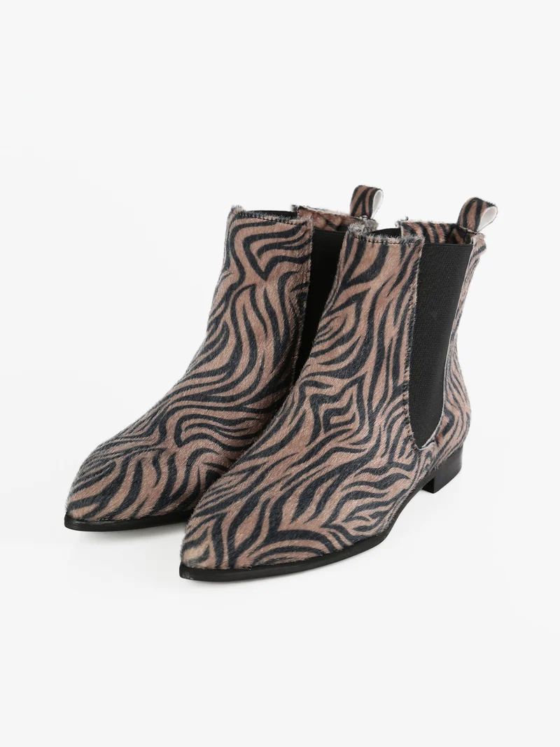 Stivaletti donna a punta zebrati - beige