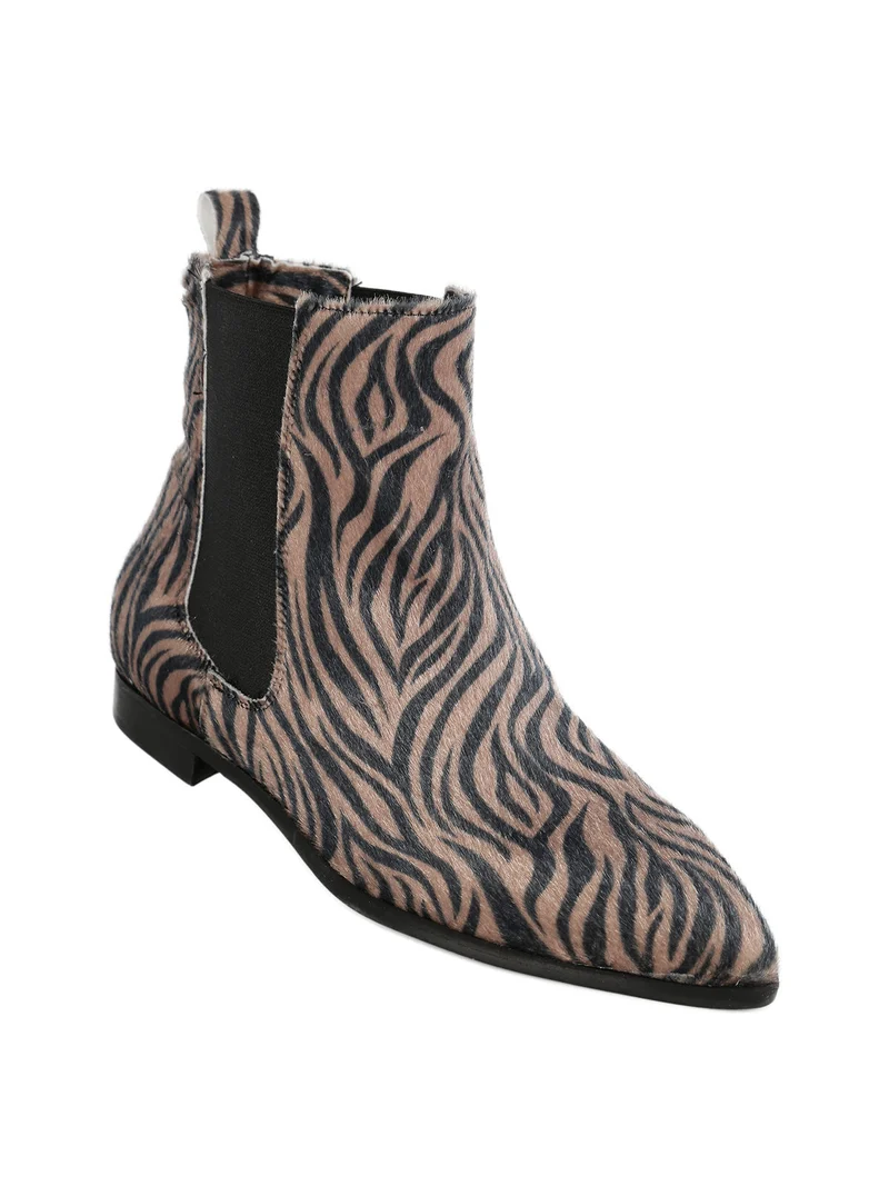 Stivaletti donna a punta zebrati - beige