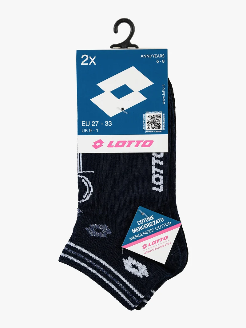 2 Paia di calze corte da bambina con lurex - nero