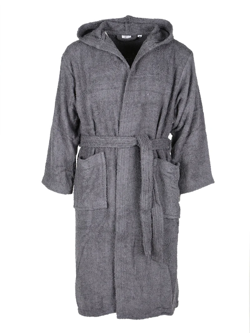 Accappatoio unisex in spugna di cotone con cappuccio - grigio scuro