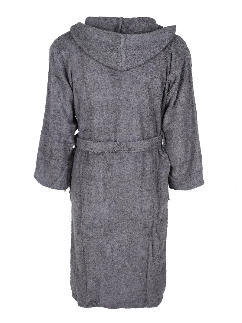 Accappatoio unisex in spugna di cotone con cappuccio - grigio scuro