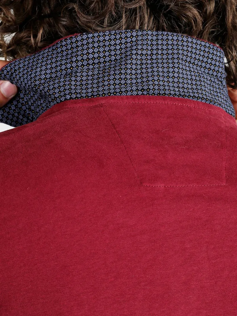 Polo uomo a maniche lunghe in cotone - bordeaux