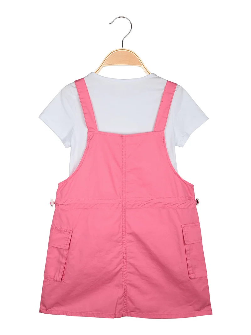 Abito a salopette da bambina con t-shirt - fucsia