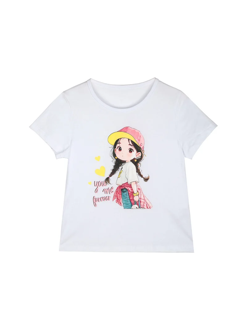 Abito a salopette da bambina con t-shirt - fucsia