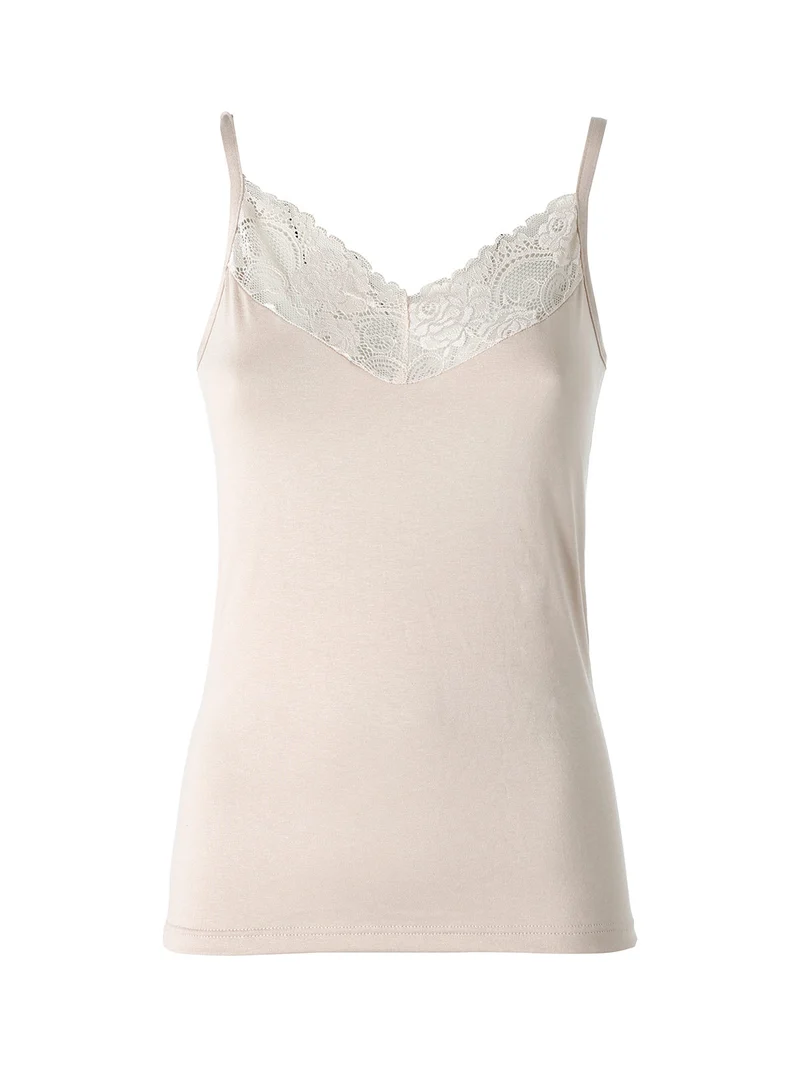 Top donna con spalline sottili e scollo in pizzo - nudo
