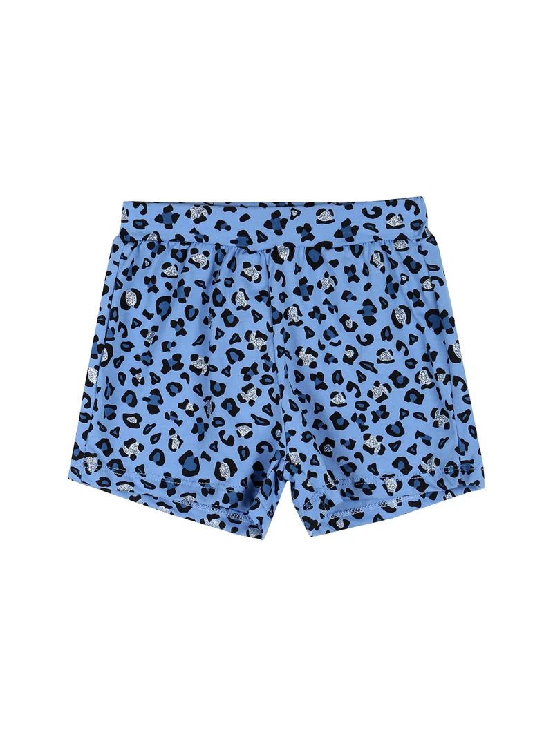 Completo corto da neonata con t-shirt e shorts animalier - bianco