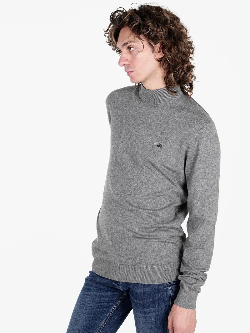 Pullover in maglia da uomo con collo a lupetto - grigio