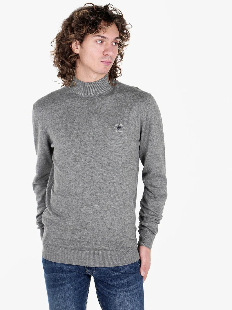 Pullover in maglia da uomo con collo a lupetto - grigio