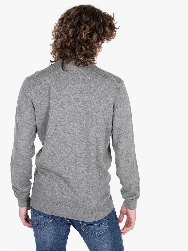 Pullover in maglia da uomo con collo a lupetto - grigio