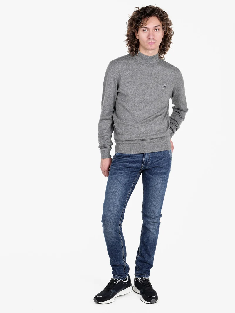 Pullover in maglia da uomo con collo a lupetto - grigio